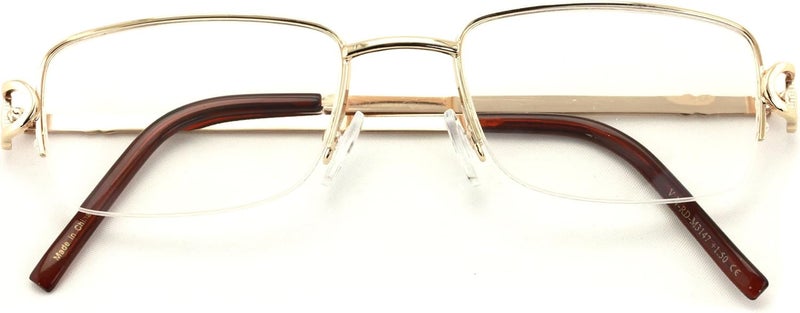 V.W.E. Rectangular Frame Clear Lens Designer Half Rim Eyeglasses Metal Glasses - Image 2
